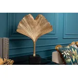 Riess-Ambiente Skulptur GINKGO LEAF - 44cm gold handmade Metall mit Marmorsockel