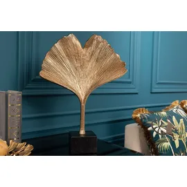 Riess-Ambiente Skulptur GINKGO LEAF - 44cm gold handmade Metall mit Marmorsockel