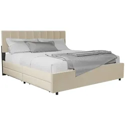 Samt Polsterbett Soria - Beige