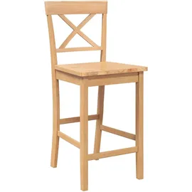 vidaXL Barhocker 2 Stk. Natur Massivholz Gummibaum