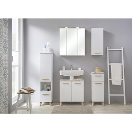 Xora Waschbeckenunterschrank weiß Holz, 60x53x33 cm hängend, Badezimmer, Badezimmerschränke, Waschbeckenunterschränke