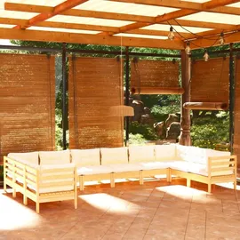vidaXL Garten-Lounge-Set 10-tlg. beige Kiefernholz