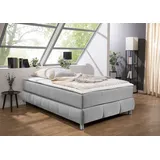 Home Affaire Boxspringbett HOME AFFAIRE "Salo", grau (hellgrau), B:126cm L:206cm, Komplettbetten, Boxspringbett, Ohne Kopfteil, inkl. Topper, auch in Überlänge 220 cm