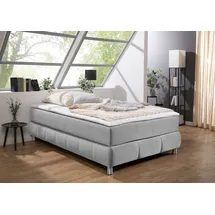 Home Affaire Boxspringbett HOME AFFAIRE "Salo", grau (hellgrau), B:126cm L:206cm, Komplettbetten, Boxspringbett, Ohne Kopfteil, inkl. Topper, auch in Überlänge 220 cm