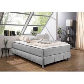 Home Affaire Boxspringbett HOME AFFAIRE "Salo", grau (hellgrau), B:126cm L:206cm, Komplettbetten, Boxspringbett, Ohne Kopfteil, inkl. Topper, auch in Überlänge 220 cm
