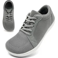 ZGPWZWL Barfuss Schuhe Damen Leichte rutschfeste Hallenschuhe Minimalistische BarfußSchuhe Laufschuhe Barfuß Bequeme Sneaker Turnschuhe Mit Breiter Zehenbox Atmungsaktiv Sportschuhe Hellgrau Größe40 - 40 EU Weit