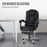 Mendler Bürostuhl HWC-M80, Schreibtischstuhl Drehstuhl Chefsessel, ausziehbare Fußstütze Kunstleder silbernes Fußkreuz - schwarz