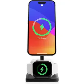 Twelve South HiRise 3 Deluxe 3-in-1 kabelloses Ladegerät 2024 – MagSafe Ladegerät 15W – Qi-es Ladegerät 7.5W – Schnellladegerät für Appl... - Schwarz