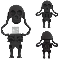 BorlterClamp USB-Speicherstick, 32 GB, Cartoon-Skelett-Form, tolles Geschenk, Schwarz