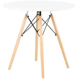 Furnify Esstisch ISLA Runder Tisch 80 cm Skandinavischer Esszimmertisch (Esstisch), mit Holzbeinen weiß