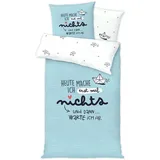 Happy-Life Bettwäsche Heute Nichts, 46257, Polyester, Kissenbezug 80x80 cm und ein Bettbezug 135x200 cm