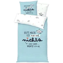 Happy-Life Bettwäsche Heute Nichts, 46257, Polyester, Kissenbezug 80x80 cm und ein Bettbezug 135x200 cm