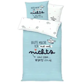 Happy-Life Bettwäsche Heute Nichts, 46257, Polyester, Kissenbezug 80x80 cm und ein Bettbezug 135x200 cm