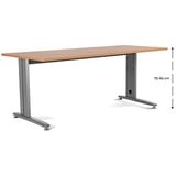 rocada METAL höhenverstellbarer Schreibtisch eiche rechteckig, T-Fuß-Gestell grau 200,0 x 80,0 cm