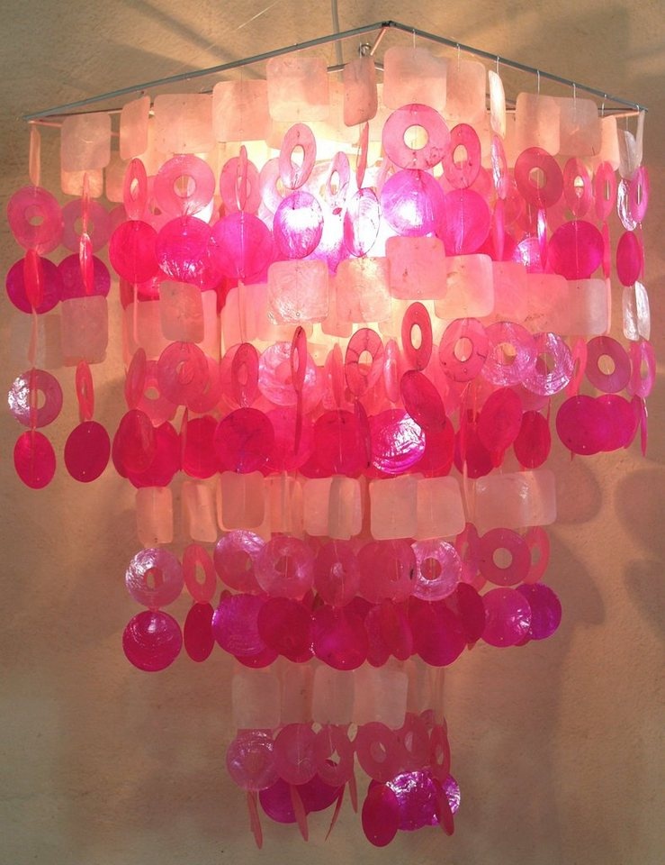 Guru-Shop Deckenleuchten Deckenlampe, Muschelleuchte aus hunderten.., Leuchtmittel nicht inklusive bunt|rosa|weiß 40 cm x 70 cm x 40 cm