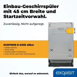 Exquisit EGSP1009-E-030E Einbau-Geschirrspüler (vollintegrierbar, 448 mm breit)