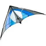 CIM Lenkdrachen - Shuriken MUSTHAVE Blue Sky - Drachen für Kinder ab 8 Jahren - 120x60cm - inklusiv Steuerleinen auf Rollen - Einsteiger Lenkdrachen