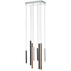 BRILLIANT Pendelleuchte "Cembalo", braun (braun, kaffee), H: 180cm, Lampen, LED Hängelampe 8flg braun/Kaffee