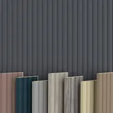 WAVE Lamellen 2,75m HEXIM - MDF Holz Lamellenwand Wandpaneele Lamellenverkleidung Wandverkleidung Lamellenpaneele Holzpaneele Natur (4 Paneele & Zubehör, Wave De Luxe Black Lead)