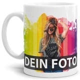 Tasse selbst individuell gestalten/Personalisierbar mit eigenem Foto Bedrucken/Fototasse/Motivtasse/Werbetasse/Firmentasse mit Logo/Weiß Glanz