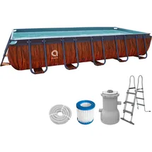 Avenli Frame Plus Stahlrahmenpool Set Rechteckig 540 x 250 x 100 cm Braun mit CleanPlus Filterpumpe Sicherheitsleiter und Reparaturaufkleber