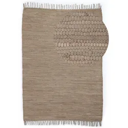 Teppich MY HOME "Handweb Uni, Wendeteppich", braun (braungrau), B:120cm H:5mm L:170cm, Baumwolle, Teppiche, Fransenteppich, Fleckerlteppich, reine Baumwolle, handgewebt, Uni, mit Fransen