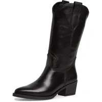 TAMARIS Westernstiefel TAMARIS, Damen, Gr. 37, schwarz, Glattleder, unifarben, Schuhe, Blockabsatz, Langschaftstiefel mit Ziernähten, in spitzer Form