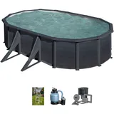 Gre Stahlwandpool Kea oval 500 x 300 x 120 cm graphitoptik inkl. Sandfilteranlage