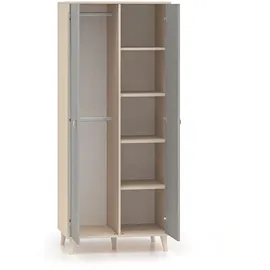 petits-meubles Kleiderschrank 80 x 190 x 51 cm Holz grau