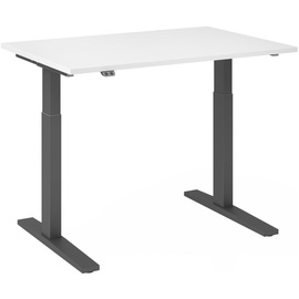 Hammerbacher XMKA12 elektrisch höhenverstellbarer Schreibtisch weiß rechteckig, C-Fuß-Gestell grau 120,0 x 80,0 cm