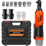 Vollständiges 12v Bürsten-schlagschrauber-set, 0-2300rpm, 40 N.m, 7 Nüsse, 2 Batterien Und Anleitung