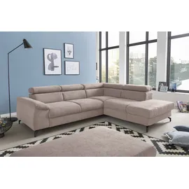 Cotta Ecksofa "Kitty L-Form, B: 249 cm", braun (mud), B:249cm H:72cm T:207cm, Microfaser (100% Polyester);Flachgewebe (100% Polyester), Sofas, Ecksofa, mit Kopfteilverstellung, optional Bettfunktion & Bettkasten