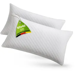 Juskys Kissen 40x80 cm für Bett - 2er Set Kopfkissen mit Memory-Foam Füllung - Weiß