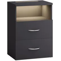 CASARIA Nachttisch mit Schubladen - Beleuchtung 40x28x55cm Dimmbar Holz 2 Boxspringbett Schlafzimmer Wohnzimmer Beistelltisch Nachtschrank Anthrazit