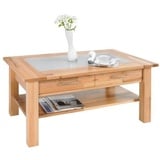 Linea Natura Couchtisch, Buche, Holz, Glas, Kernbuche, vollmassiv, 1 Schubladen, rechteckig, eckig, 70x45x110 cm, Stauraum, Wohnzimmer, Wohnzimmertische, Couchtische, Glas-Couchtische