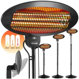 Tectake Infrarotheizstrahler Solaria Monolith 2000W höhenverstellbar - schwarz - Schwarz