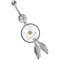 Bauchnabelpiercing ADELIA ́S "Piercing  Piercing Bauchnabelpiercing", Damen, transparent (klar), Chirurgiestahl, modisch, Piercings, 316l Stahl Banane - klar Traumfänger mit Steinkugel