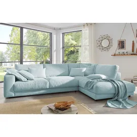 KAWOLA Ecksofa Madeline Cord Recamiere rechts hellblau