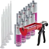 dubaust ZAK24 FIX 2K Zargenschaum, Türenschaum, Montageschaum, PU-Montageschaum, für Türzargen, Treppenstufen & Hohlräume 210ml Doppelkartusche (mit 2K Kartuschenpresse, 8x 210ml)
