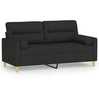 VidaXL 2-Sitzer-Sofa mit Zierkissen Schwarz 140 cm Stoff