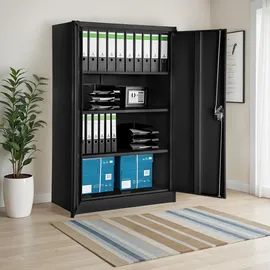 Tectake tectake® Aktenschrank, aus pulverbeschichtetem Stahl, 3 höhenverstellbare Einlegeböden, 140 x 90 x 40 cm