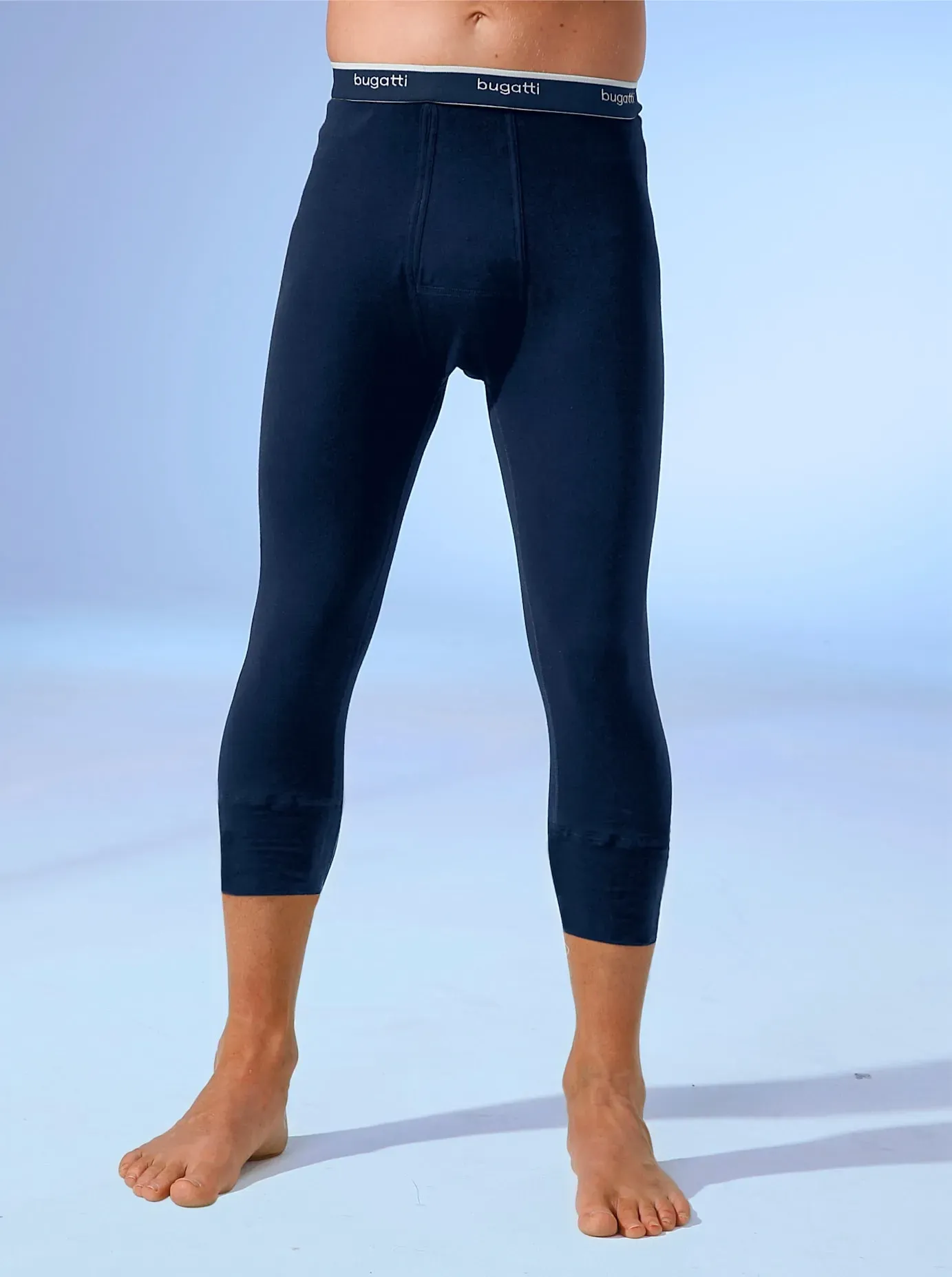 Lange Unterhose BUGATTI, Herren, Gr. 6, 1 Stk., blau (marine), 100% Baumwolle, Unterhosen Lange Unterhose