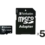 Verbatim MicroSDXC Card Premium, 128 GB, Class 10, inkl. Adapter 5er Pack