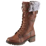 Mustang Damen Stiefel mit Reißverschluss und Plüsch 15M0082003, Größe:39 EU, Farbe:Braun - 39