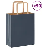 VidaXL Papiertragetaschen 50 Stk. mit Henkeln Blau 18x8x22 cm