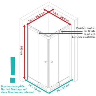 80-90 x 80-90 x 180 cm alpinweiß/Klarglas EP19440450