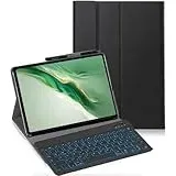 YHFZR Tastatur Hülle für iPad Air 13 Zoll M2 2024, [QWERTY Layout] Ultraslim Hülle mit 7 Farben Beleuchtung Kabellose Tastatur mit Schützhülle für iPad Air 13 Zoll M2 2024, Schwarz