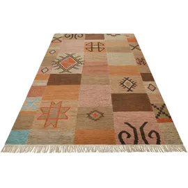 Green Looop Teppich GREEN LOOOP "Monmartre GL-82105", braun, B:160cm H:5mm L:230cm, Baumwolle, Schurwolle, Teppiche, Teppich, handgewebter Naturfaserteppich aus 80% Wolle 20% Baumwolle, Fransen