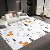 Generisch Waschbar Teppich Sunko Fuchs Kaninchen 160x230 cm Teppich Wohnzimmer, Modern Flauschig rutschfest Teppiche, für Schlafzimmer, Küche, Flur, Esszimmer Waschbarer Teppich