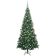 vidaXL Künstlicher Weihnachtsbaum mit Beleuchtung Kugeln Grün 240 cm